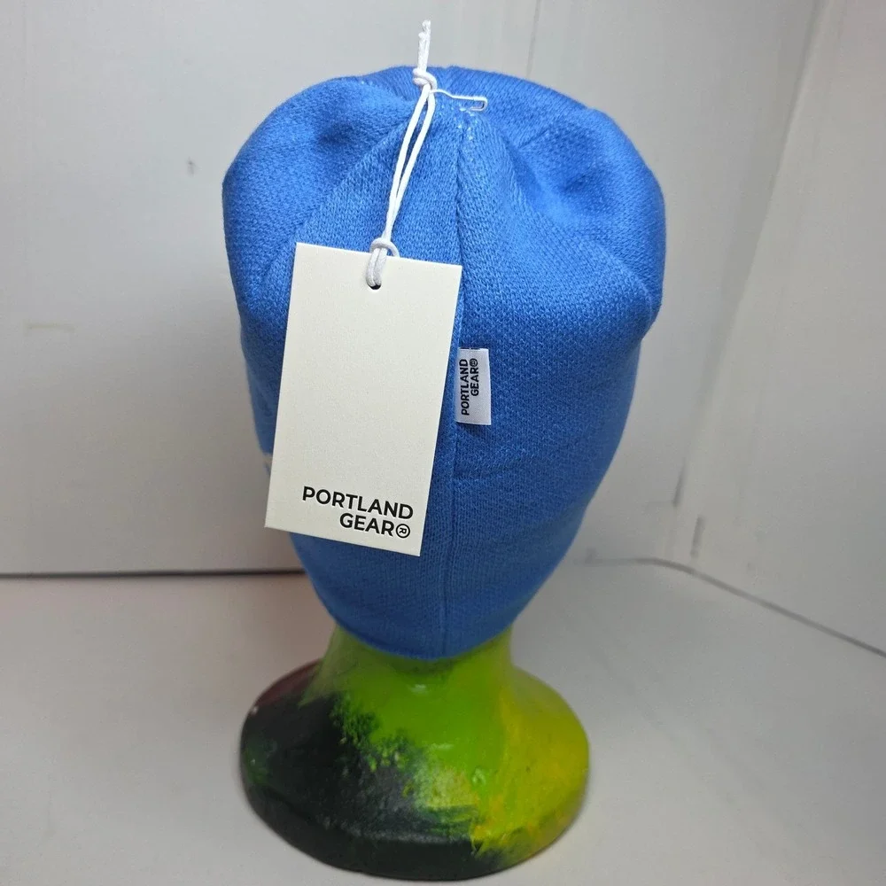 NWT‎ Portland Gear Roses Skully Beanie Cascade Blue White Logo FleeceLined 2